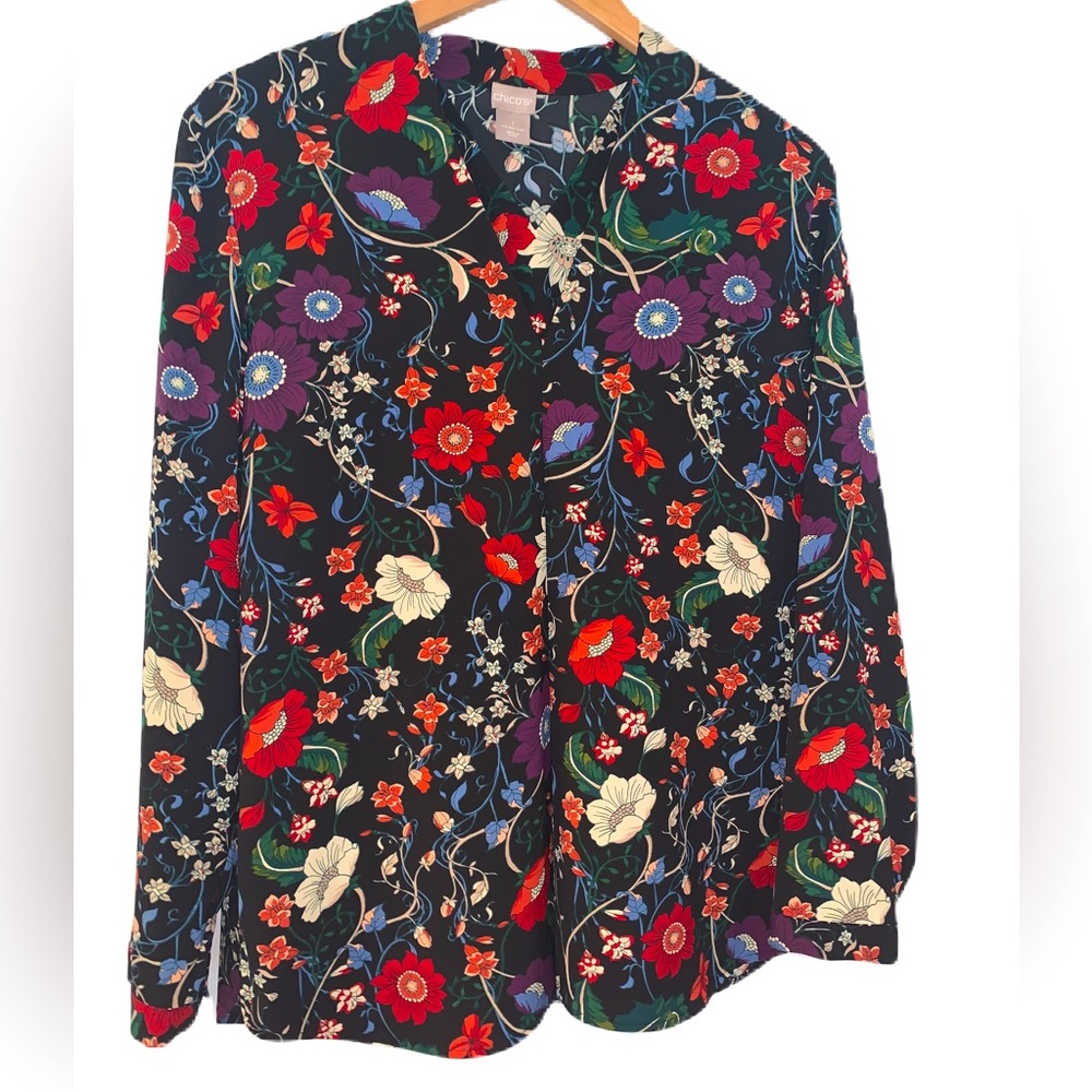 Chico’s Floral Blouse Size 1 ( Medium/8)
